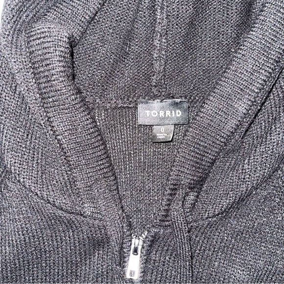 Torrid Ribbed Cardigan Zip Up Hooded Sweater - Picture 6 of 6